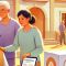 Warm, optimistic illustration about elderly support
